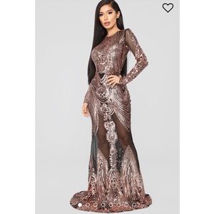 Black Dress with Rose Gold Sequin- SIZE MEDIUM (M)